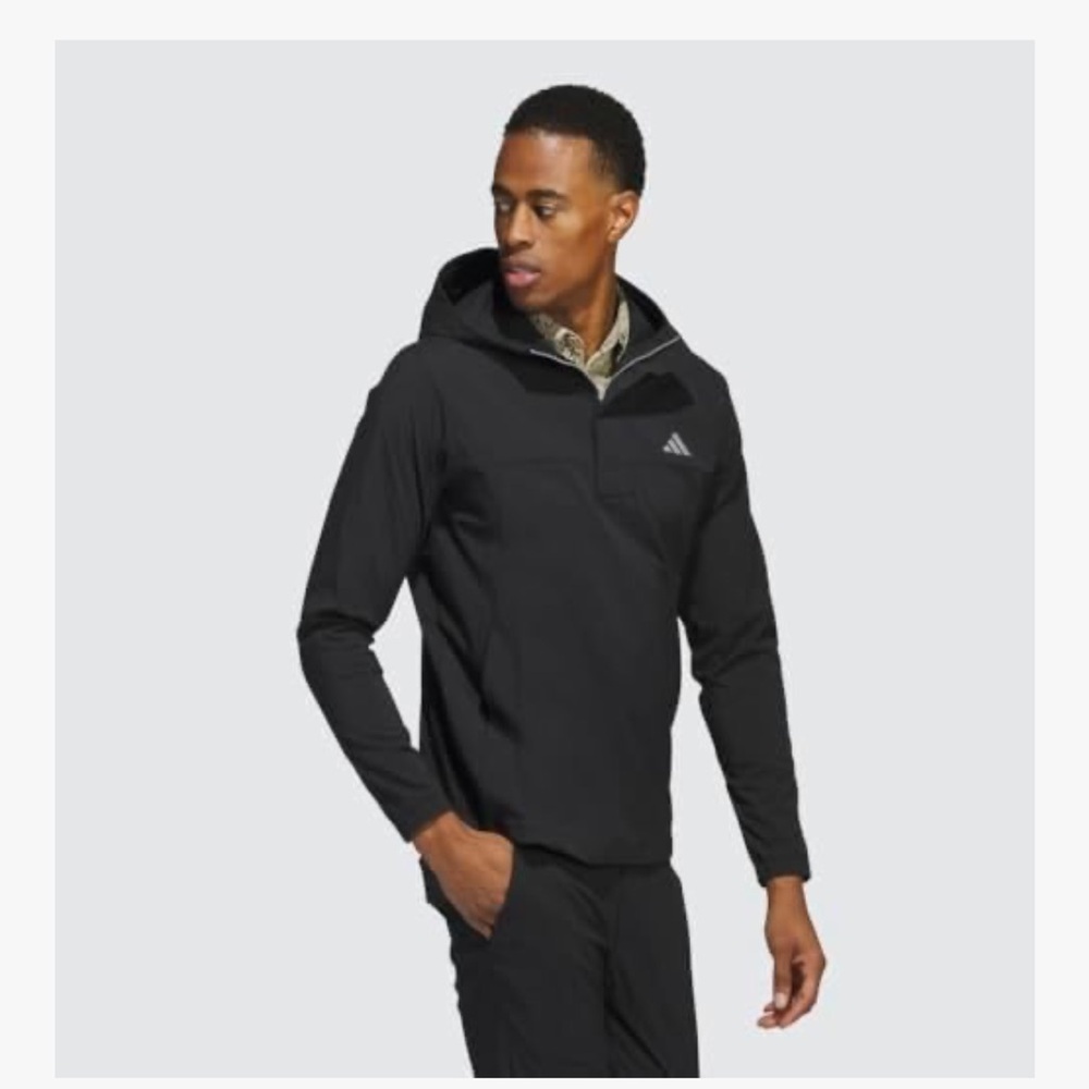 Adidas Golf Ripstop Quarter 1/4 Zip Pullover Hoodie Black Men's Large NWOTs - Picture 3 of 16